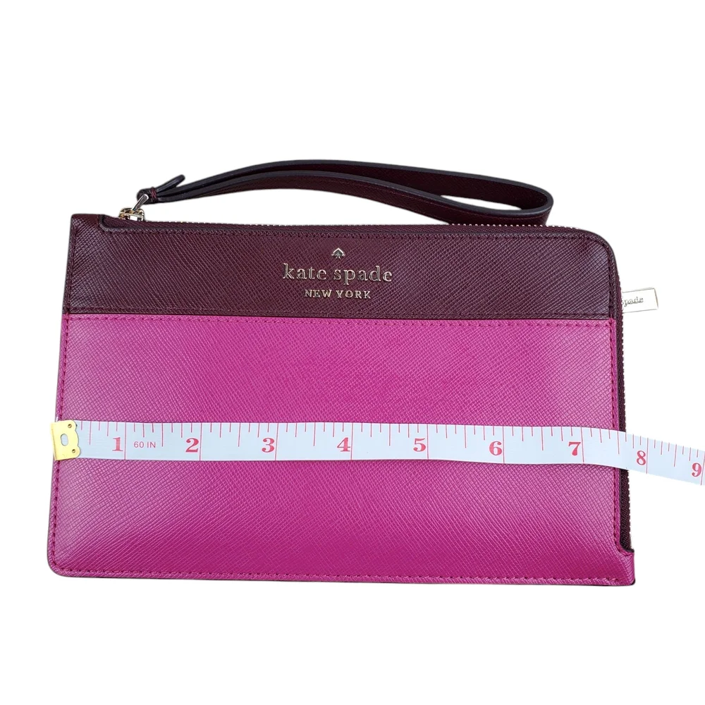 KATE SPADE NY Pink & Plum Saffiano Leather Zip Wristlet Wallet